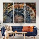 Framed Tree Ring Wall Art - Abstract Colorful Tree Ring Wall
