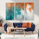 Vintage Abstract Print - Bold Teal and Orange Canvas Wall