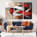 Abstract Wall Art - Modern Red and White Canvas Wall Art