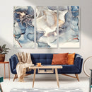 Abstract Blue and Gold Canvas Wall Art - Fluid Modern Ink