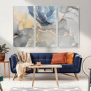 Large Abstract Blue and Gold Canvas Wall Art | Fluid Ink