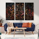 Dark Floral Canvas Wall Art - Moody Botanical Flower Print -