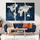Vintage World Map Canvas Wall Art - Framed Map Print for