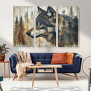 Rustic Wolf Wall Art Canvas Print – Vintage Woodland