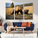 Grizzly Bear Family Wall Art Canvas Print – Majestic