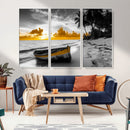 Yellow Rowboat Wall Art – Framed Tropical Shoreline Canvas by MyGreatCanvas | Canvas Wall Art Prints | Photo Prints & Wall Decor