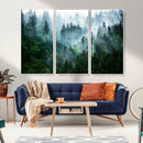 Misty Forest Wall Art Canvas Print – Framed Foggy Mountain