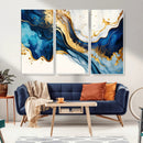 Blue Gold Flow Wall Art Canvas Print – Framed Marble Design by MyGreatCanvas | Canvas Wall Art Prints | Photo Prints & Wall Decor