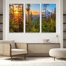 Forest Sunset Wall Art Canvas Print – Green Pines Sunset