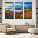 Autumn Mountains Wall Art Canvas Print – Foggy Peaks