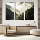 Misty Valley Wall Art Canvas Print – Foggy Forest Pine Trees