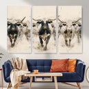 Texas Longhorn Wall Art – Framed Cattle Walking Canvas by MyGreatCanvas | Canvas Wall Art Prints | Photo Prints & Wall Decor