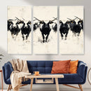 Texas Longhorn Wall Art – Framed Black White Cattle Canvas by MyGreatCanvas | Canvas Wall Art Prints | Photo Prints & Wall Decor
