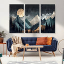 Moonlit Mountain Wall Art Canvas Print – Silhouetted Pines