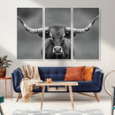 Texas Longhorn Wall Art Canvas Print – Framed Western Bull