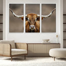 Texas Longhorn Wall Art Canvas Print – Brown Bull Rustic