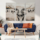 Texas Longhorn Wall Art Canvas Print – Framed Speckled Bull