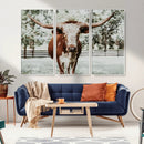 Texas Longhorn Wall Art Canvas Print – Framed Spotted Bull