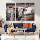 Texas Longhorn Wall Art Canvas Print – Framed Spotted Bull