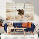 Texas Longhorn Wall Art Canvas Print – Framed Brown Horned