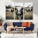 Texas Longhorn Wall Art – Framed Speckled Cow Canvas by MyGreatCanvas | Canvas Wall Art Prints | Photo Prints & Wall Decor