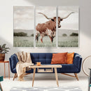 Texas Longhorn Wall Art – Framed Spotted Cattle Canvas by MyGreatCanvas | Canvas Wall Art Prints | Photo Prints & Wall Decor