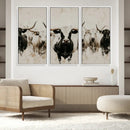 Longhorn Cattle Wall Art Canvas Print – Framed Bison Herd