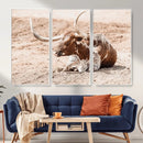 Texas Longhorn Wall Art Canvas Print – Framed Resting Bull by MyGreatCanvas | Canvas Wall Art Prints | Photo Prints & Wall Decor