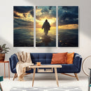 Jesus Walks Wall Art Canvas Print Framed Divine Sunset Art