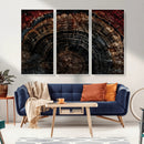 Dark Wood Ring Wall Art Canvas Print – Framed Abstract Tree