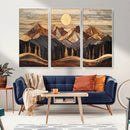 Wood Mountain Wall Art Canvas Print – Framed Boho Abstract