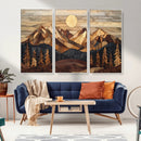 Wood Mountain Landscape Wall Art Canvas Print – Framed