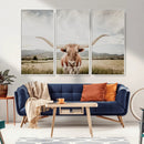 Texas Longhorn Wall Art Canvas Print – Framed Western Cow