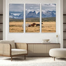 Grand Teton Park Wild Horses Wall Art Canvas Print – Framed by MyGreatCanvas | Canvas Wall Art Prints | Photo Prints & Wall Decor