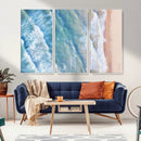 Aerial Ocean View Wall Art Canvas Print – Framed Soft Blue