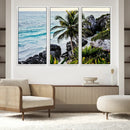 Tropical Coastline Wall Art Canvas Print – Framed Palm Tree
