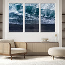 Black Beach Wall Art Canvas Print – Framed Aerial Ocean View