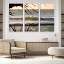 Sunset Surf Wall Art Canvas Print – Framed Golden Hour Waves