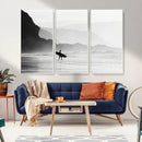 Surfer Beach Wall Art – Framed Black White Ocean Canvas by MyGreatCanvas | Canvas Wall Art Prints | Photo Prints & Wall Decor