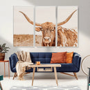 Longhorn Bull Wall Art Canvas Print – Framed Western Cow
