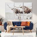 Longhorn Wall Art Canvas Print – Framed Western Cow Rustic