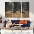 Deer Wall Art Canvas Print – Framed Rustic Wildlife Stags