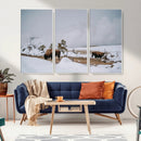 Bison Wildlife Wall Art Canvas Print – Framed Snowy Prairie