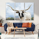 Texas Longhorn Wall Art Canvas Print – Framed Western Rustic