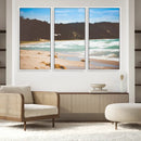 Tranquil Beach Scene Wall Art Canvas Print – Framed Blue