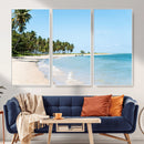 Palm Tree Coast Wall Art Canvas Print – Framed Island Getaway with Crystal Blue Water Scenic Artwork for Home, Office by MyGreatCanvas | Canvas Wall Art Prints | Photo Prints & Wall Decor