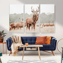 Rustic Nature Wall Art Canvas Print – Stag Woodland Framed