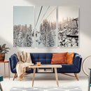 Frosty Pines Wall Art Canvas Print – Framed Cozy Cabin Ski