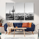Saguaro Cactus Wall Art Canvas Print – Framed Monochrome