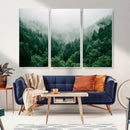 Misty Green Forest Canvas Print – Framed Serene Foggy Pine